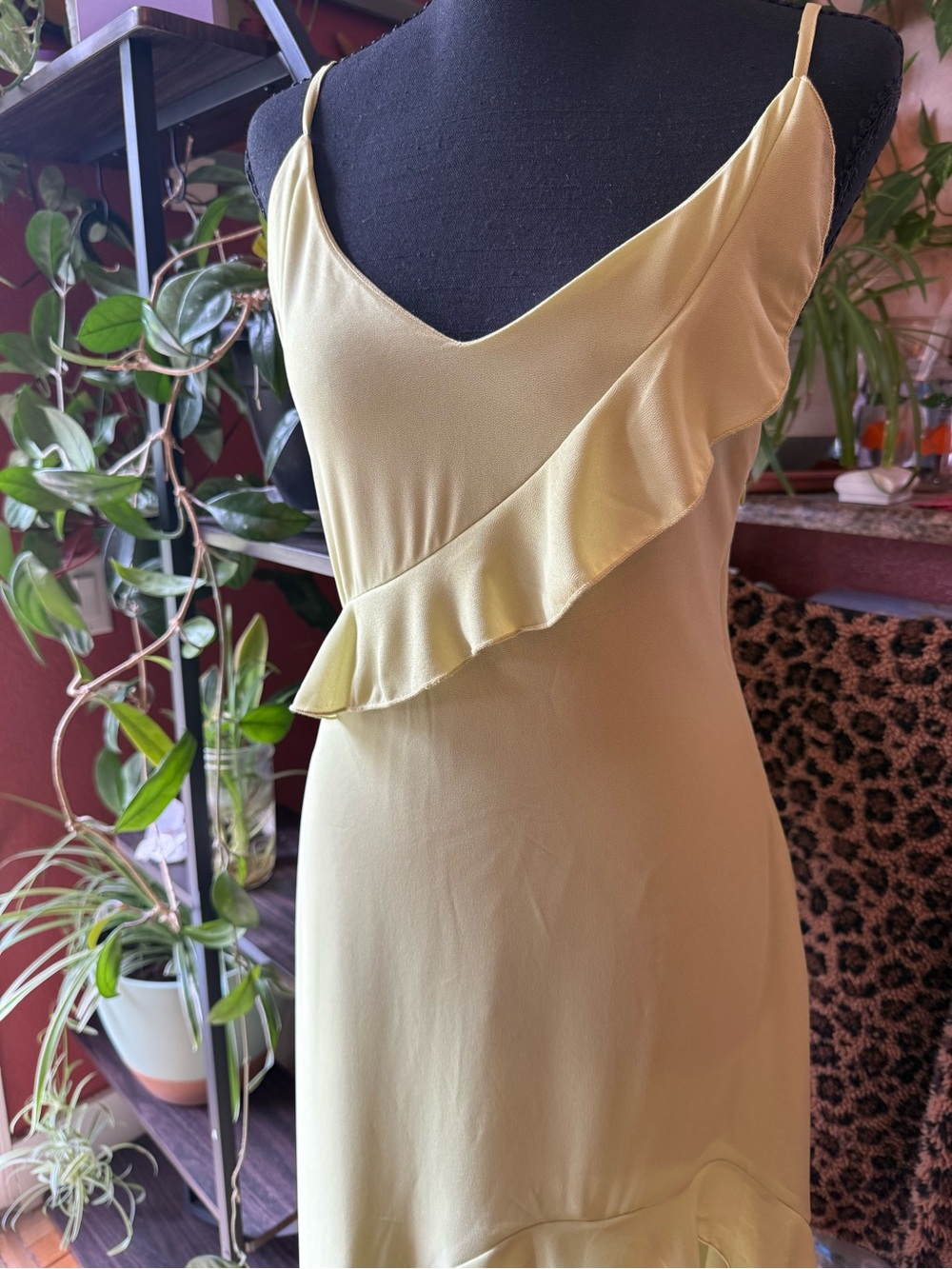 White Fox Boutique Lime Green High-Low Ruffle Slip Dress